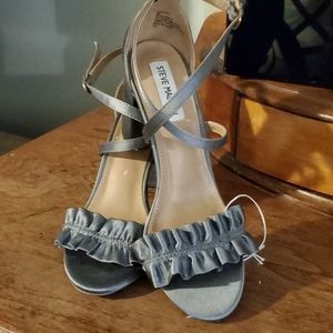 *STEVE MADDEN* Grey Satin Block Heels
